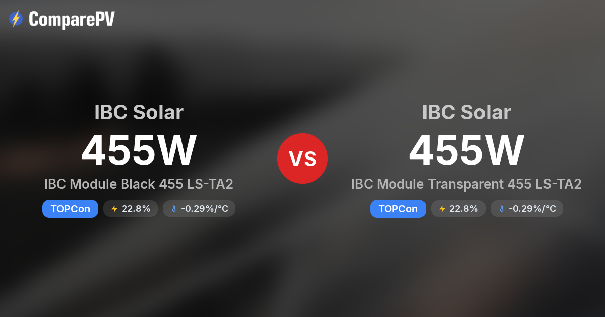 IBC Solar IBC Module Black 455 LS-TA2 vs IBC Solar IBC Module ...