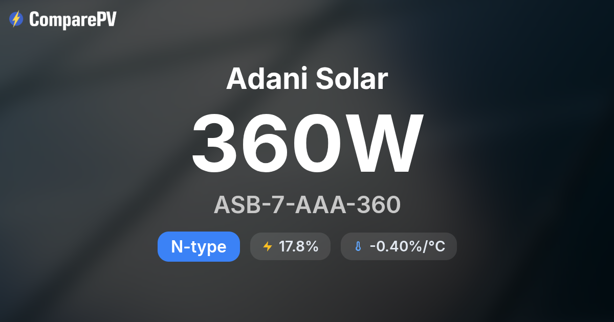 Adani Solar ASB-7-AAA-360 360W Solar Panel - Specs & Review | ComparePV