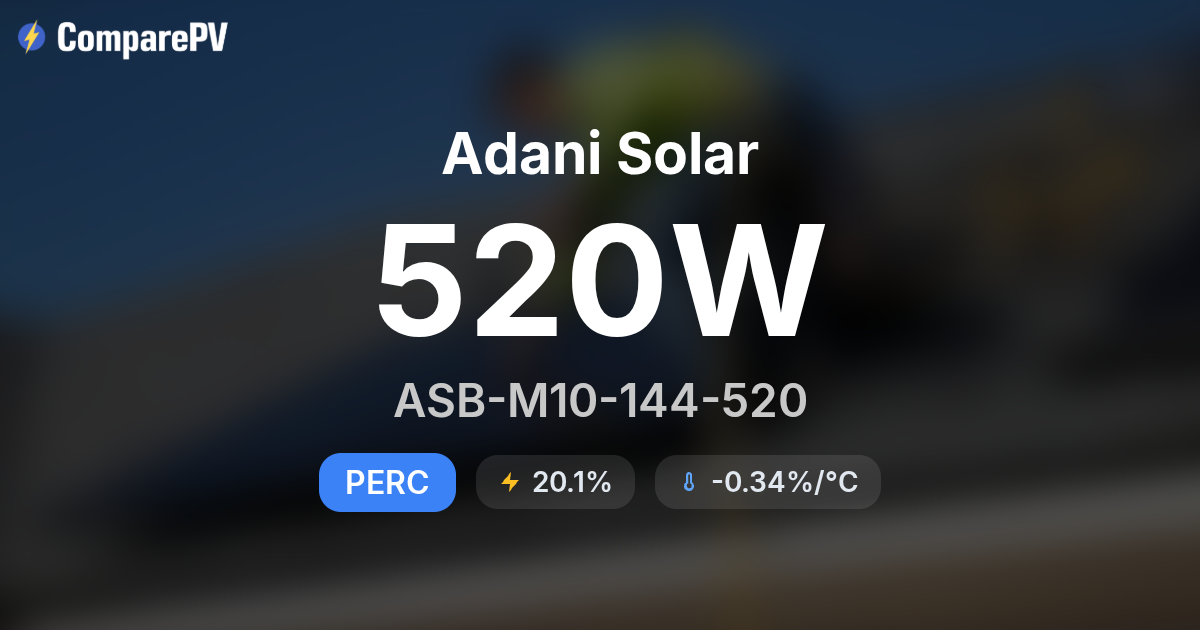 Adani Solar ASB-M10-144-520 520W Solar Panel - Specs & Review | ComparePV