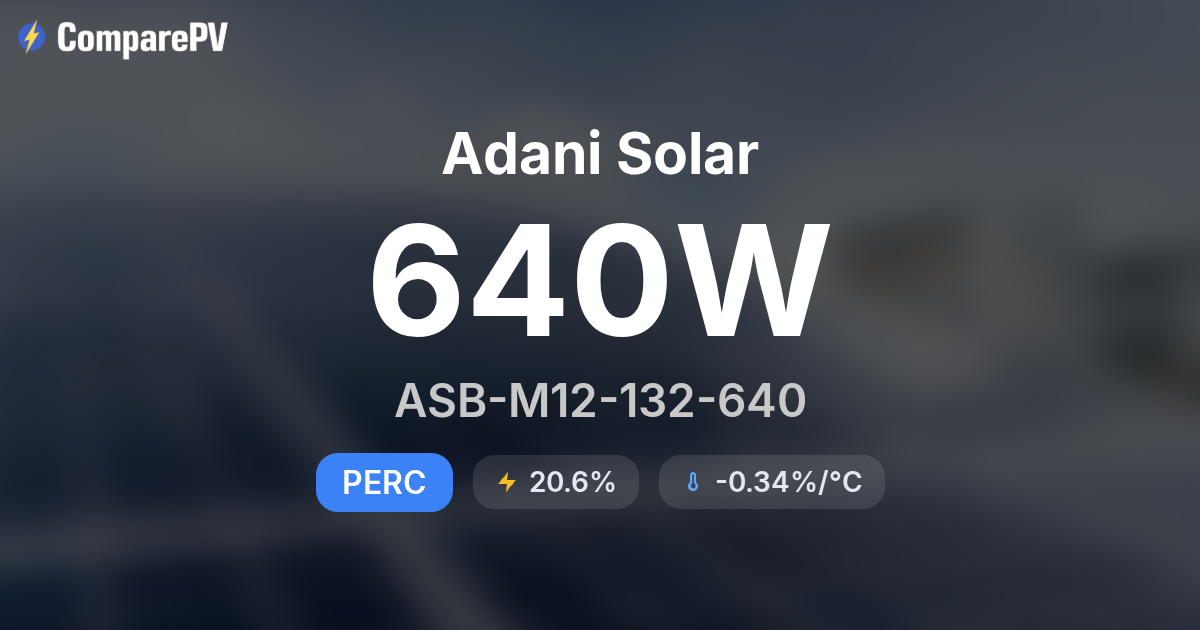 Adani Solar ASB-M12-132-640 640W Solar Panel - Specs & Review | ComparePV