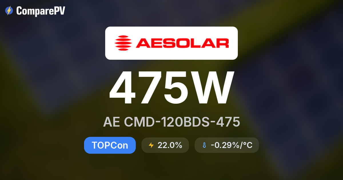 AE Solar AE CMD-120BDS-475 475W Solar Panel - Specs & Review | ComparePV