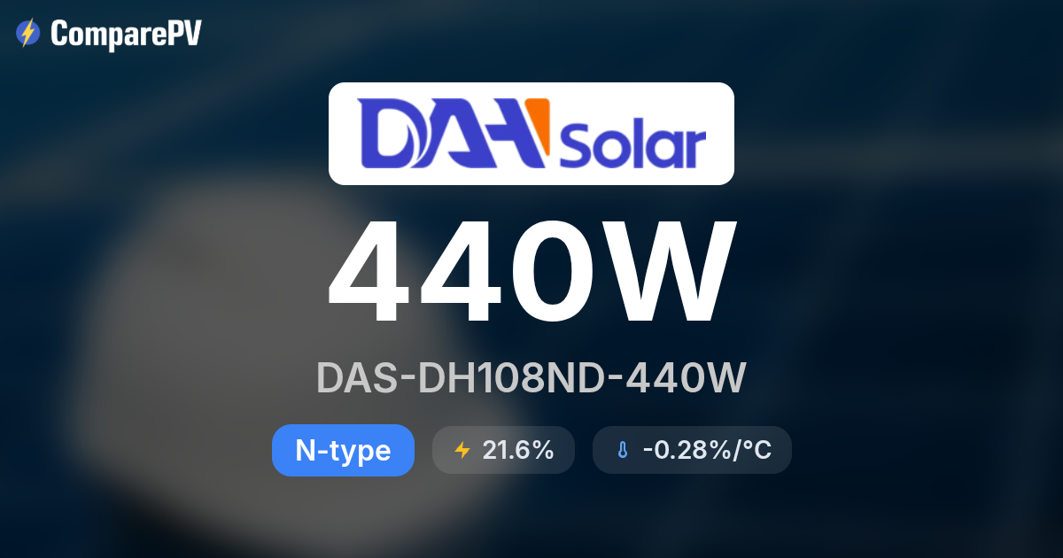 DAH DAS-DH108ND-440W 440W Solar Panel - Specs & Review | ComparePV