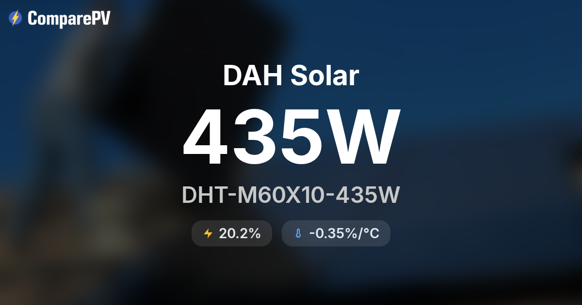 DAH Solar DHT-M60X10-435W 435W Solar Panel - Specs & Review | ComparePV