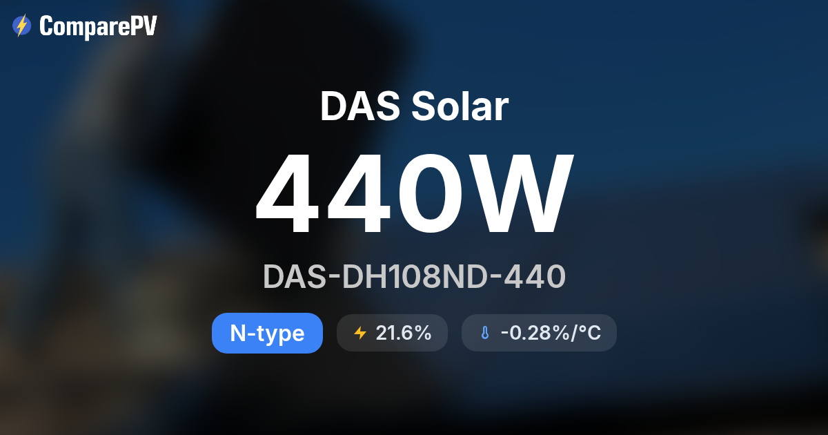 DAS Solar DAS-DH108ND-440 440W Solar Panel - Specs & Review | ComparePV