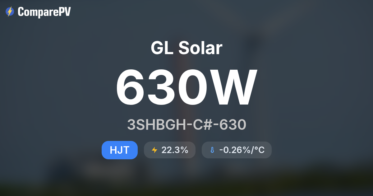 GL Solar 3SHBGH-C#-630 630W Solar Panel - Specs & Review | ComparePV