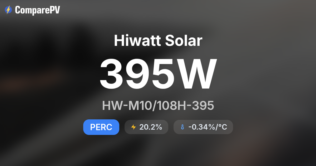 Hws Solar Panel Hiwatt Solar HW-M10/108H-395 395W Solar Panel - Specs & Review | ComparePV