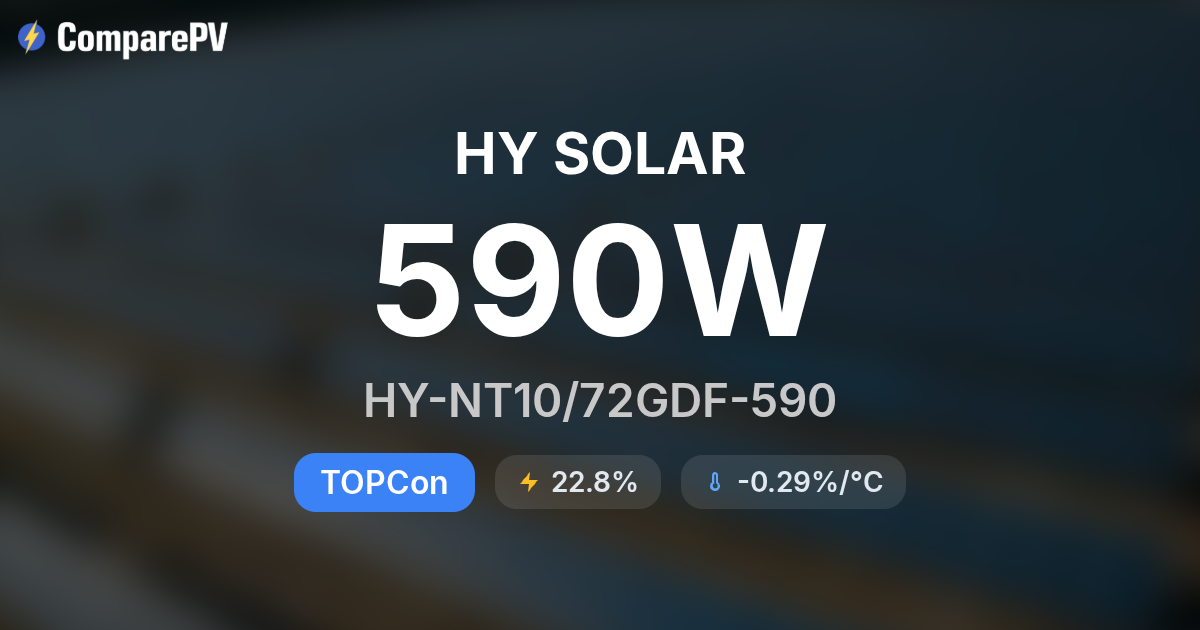 HY SOLAR HY-NT10/72GDF-590 590W Solar Panel - Specs & Review | ComparePV