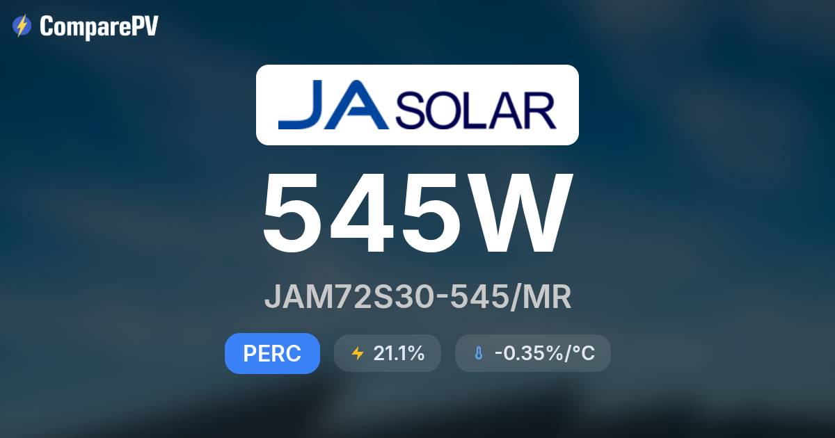 JA Solar JAM72S30-545/MR 545W Solar Panel - Specs & Review | ComparePV