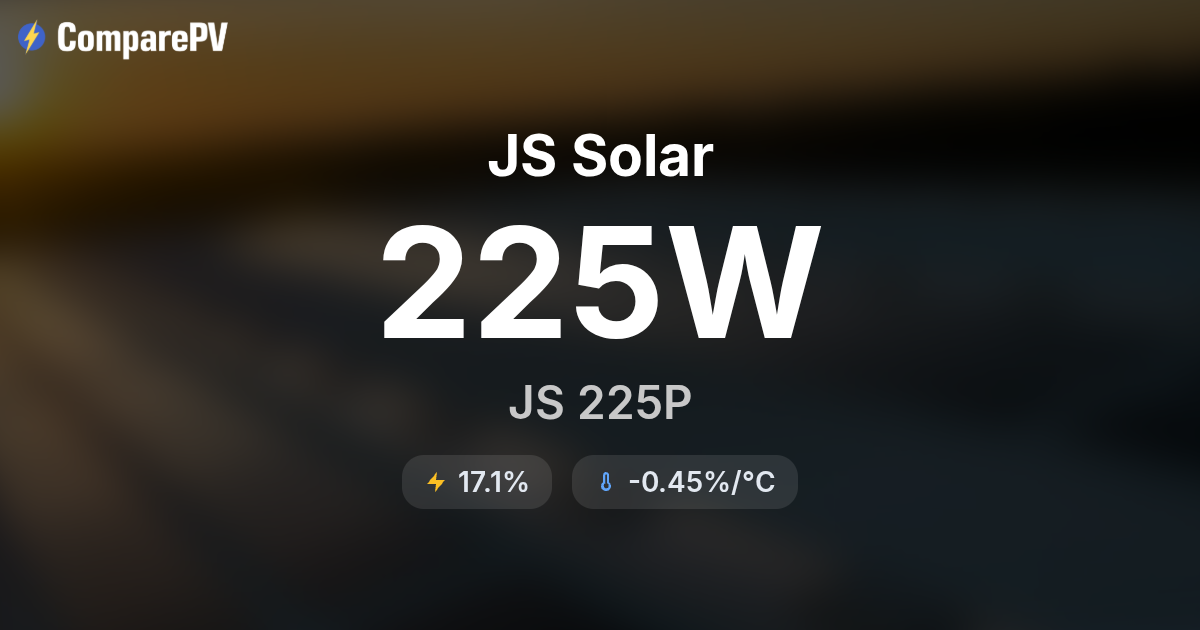 JS Solar JS 225P 225W Solar Panel - Specs & Review | ComparePV