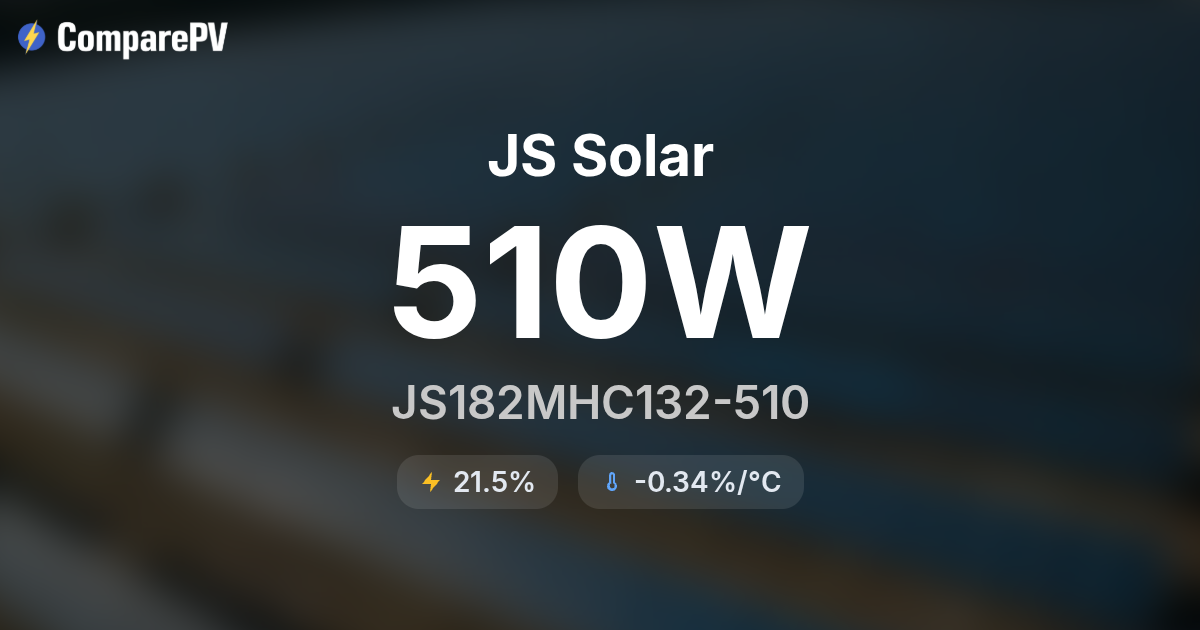 JS Solar JS182MHC132-510 510W Solar Panel - Specs & Review | ComparePV
