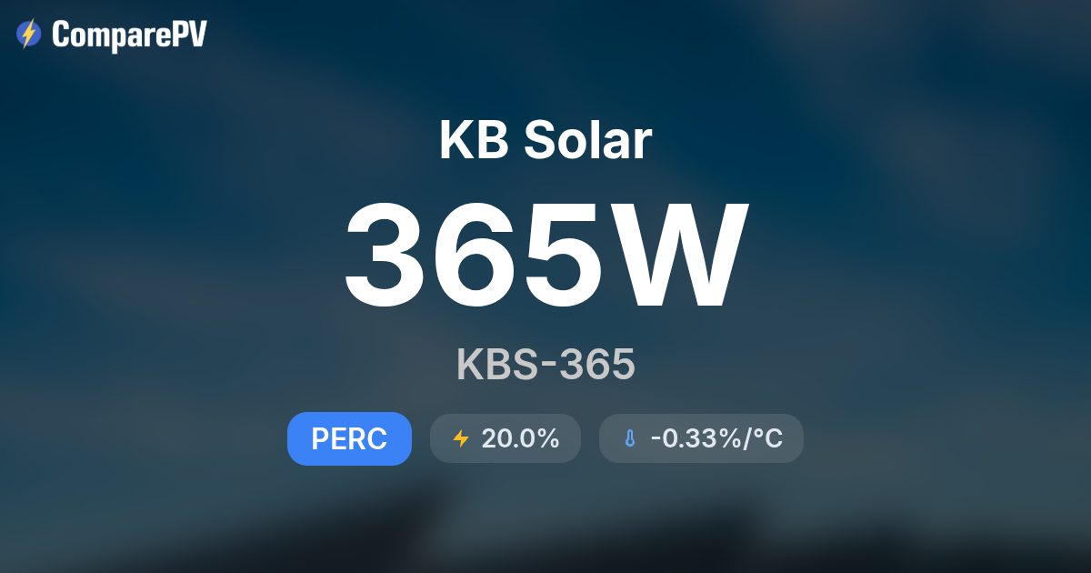 KB Solar KBS-365 365W Solar Panel - Specs & Review | ComparePV