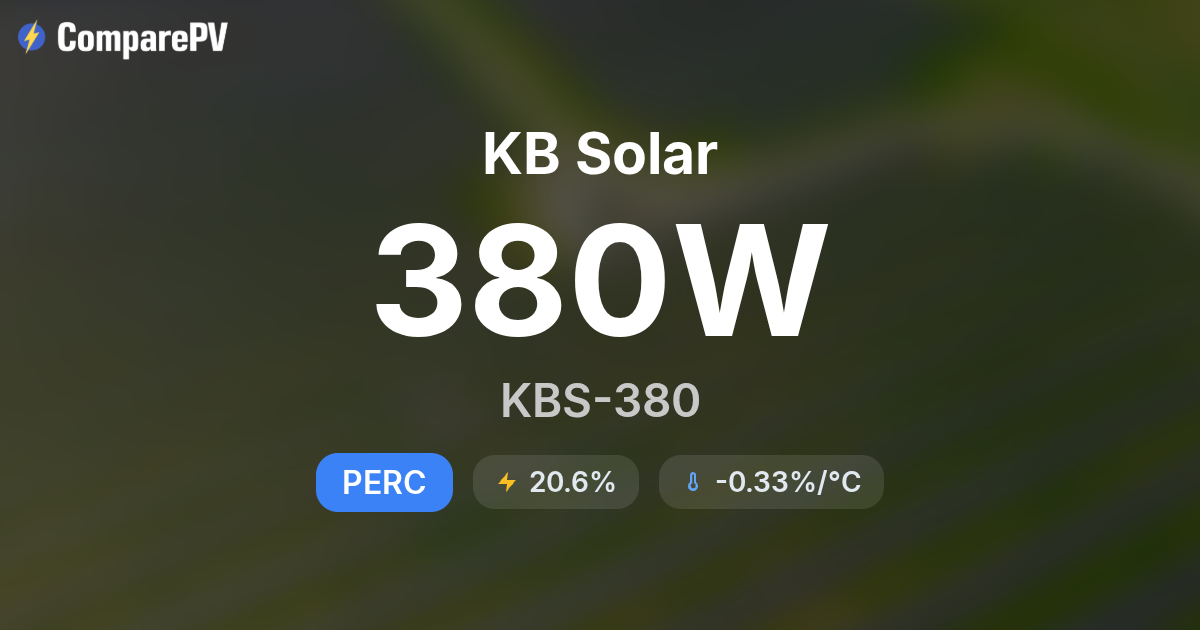 Kb Panel KB Solar KBS-380 380W Solar Panel - Specs & Review | ComparePV