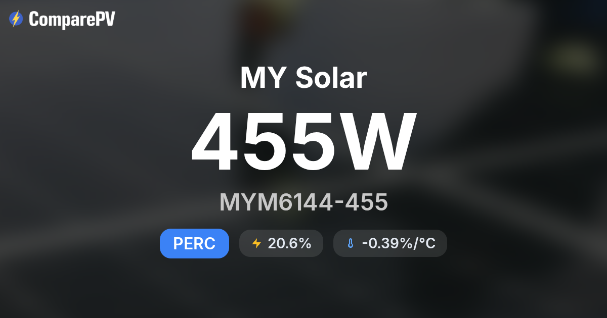MY Solar MYM6144-455 455W Solar Panel - Specs & Review | ComparePV