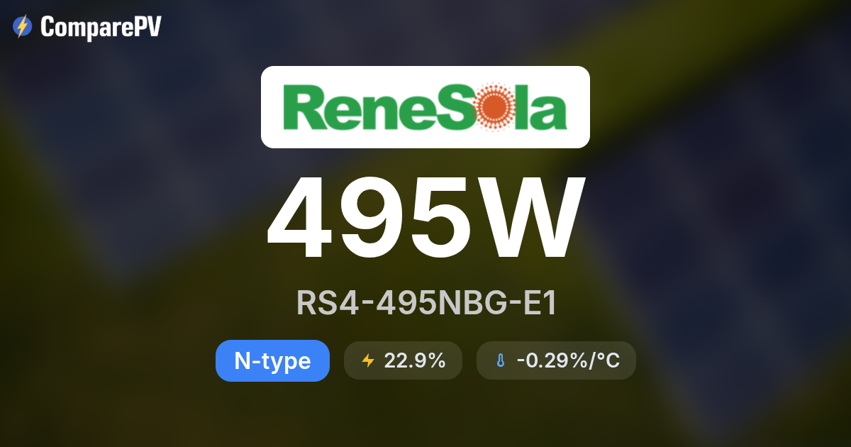 Renesola RS4-495NBG-E1 495W Solar Panel - Specs & Review | ComparePV