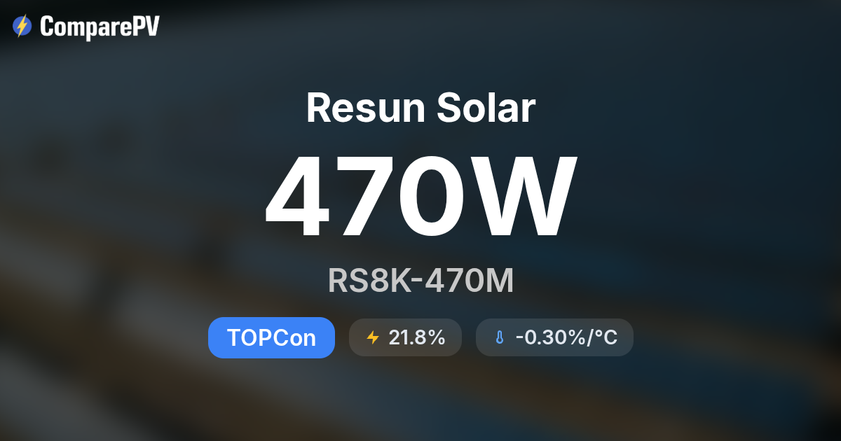 Resun Solar RS8K-470M 470W Solar Panel - Specs & Review | ComparePV