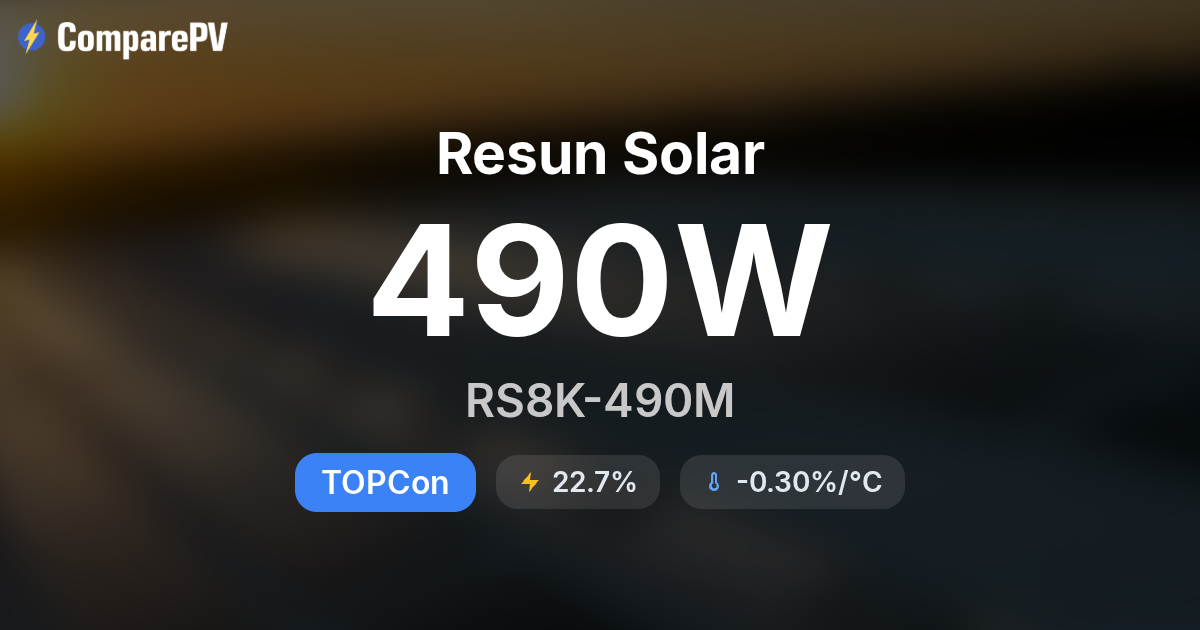 Resun Solar RS8K-490M 490W Solar Panel - Specs & Review | ComparePV