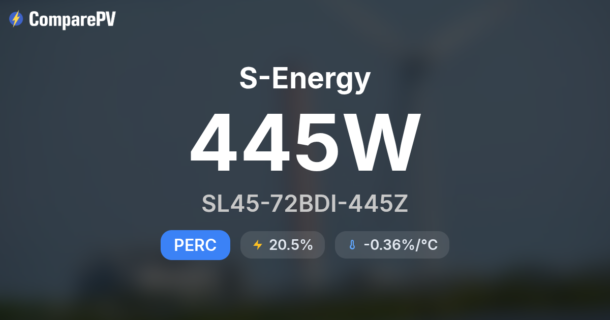 Sl45 S-Energy SL45-72BDI-445Z 445W Solar Panel - Specs & Review | ComparePV