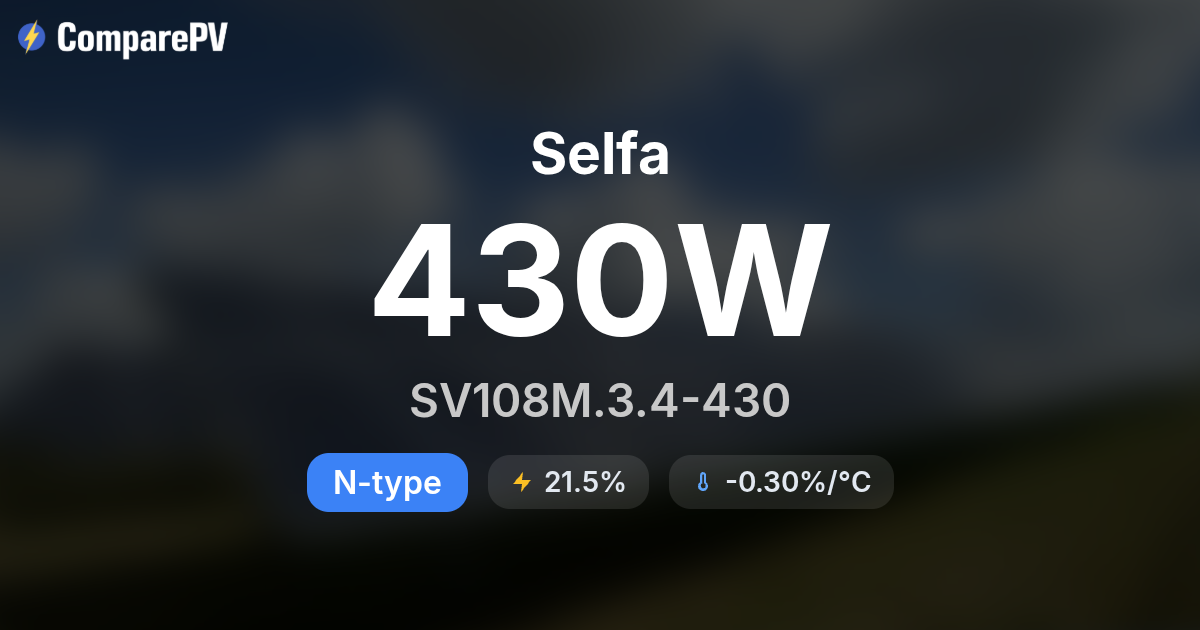 Seelfa Selfa SV108M.3.4-430 430W Solar Panel - Specs & Review | ComparePV