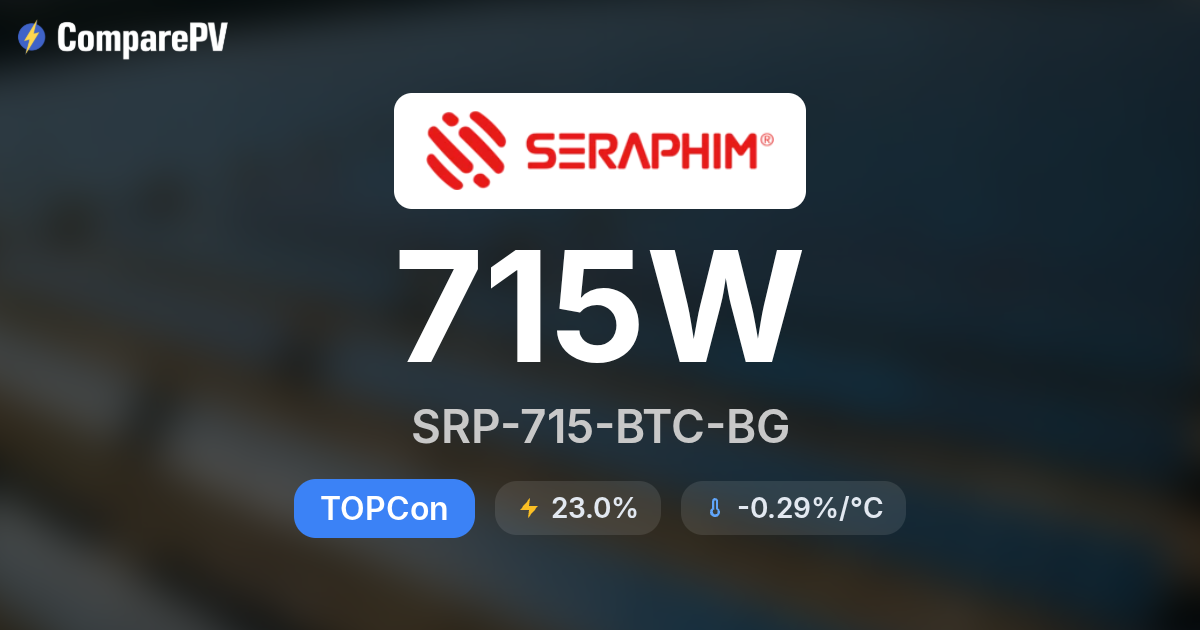 Solar Panel Btc Seraphim SRP-715-BTC-BG 715W Solar Panel - Specs & Review | ComparePV