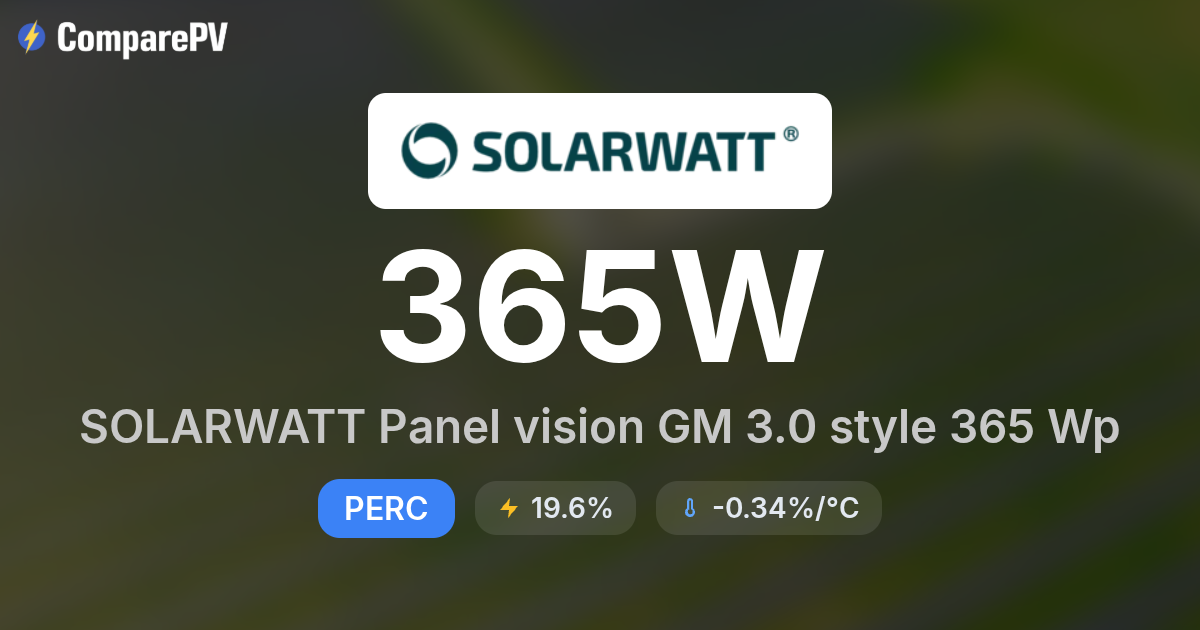 Solarwatt SOLARWATT Panel vision GM 3.0 style 365 Wp 365W Solar Panel ...