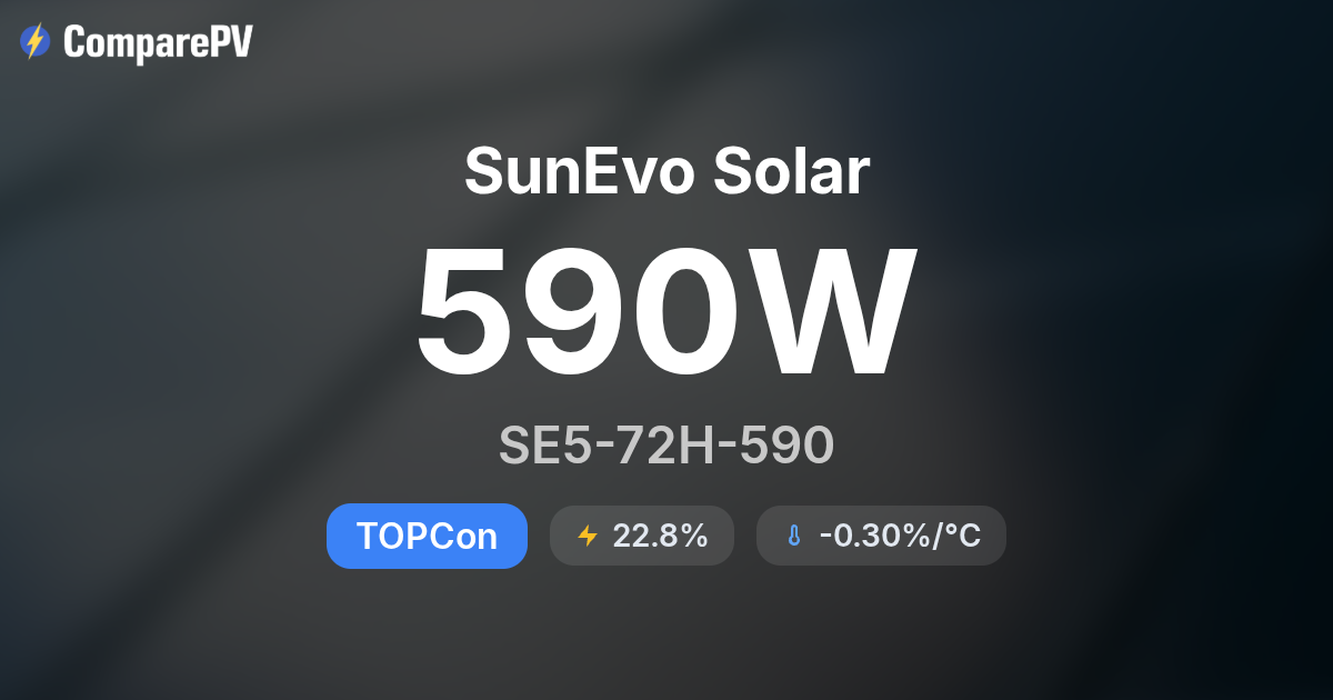 SunEvo Solar SE5-72H-590 590W Solar Panel - Specs & Review | ComparePV