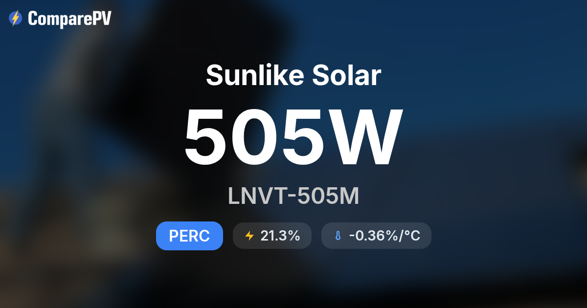 Sunlike Solar LNVT-505M 505W Solar Panel - Specs & Review | ComparePV