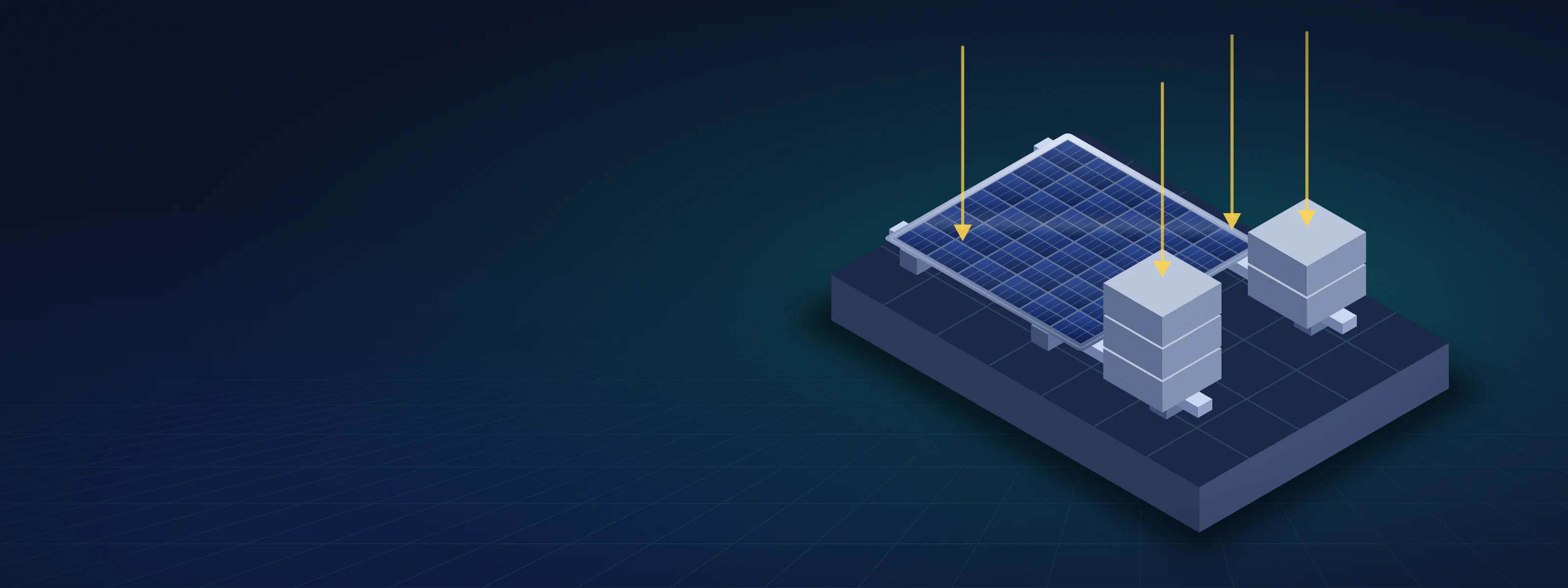 Drawing of a roof section carrying a solar module on rails, with a stack of weights and downward arrows pressing on the roof