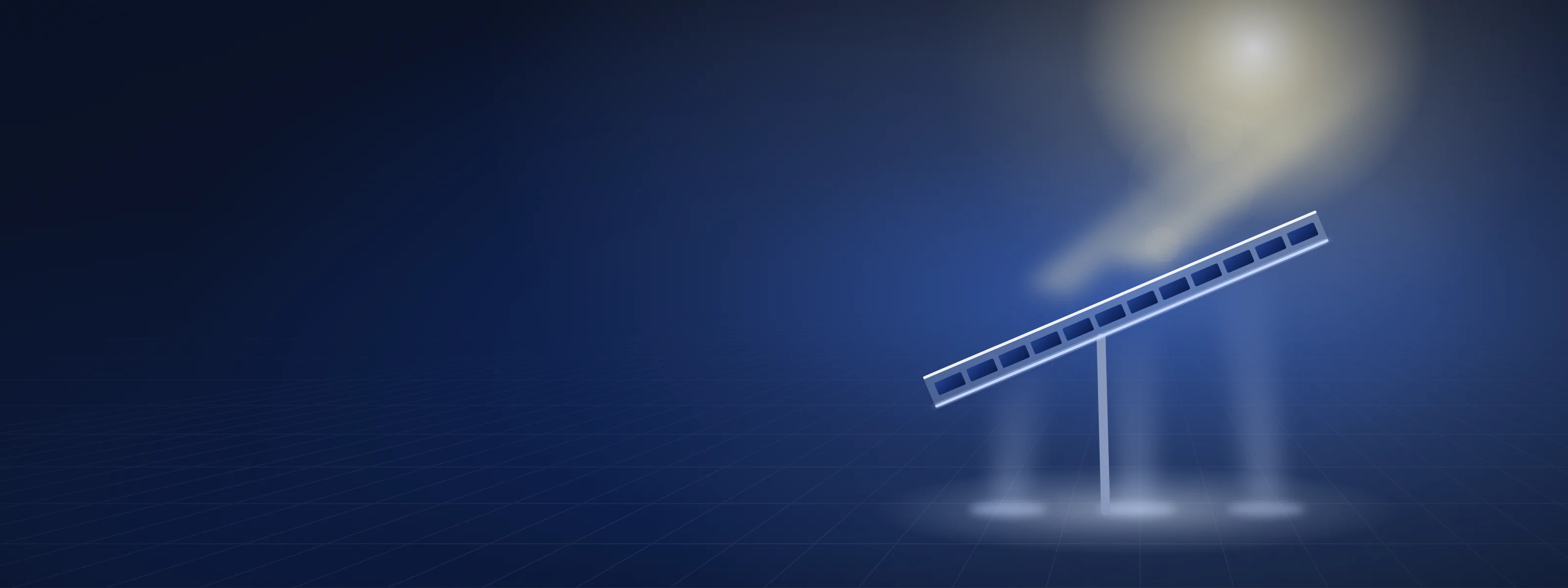 Illustration of a tilted glass module lit from the front by the sun and from behind by light bouncing off a pale ground